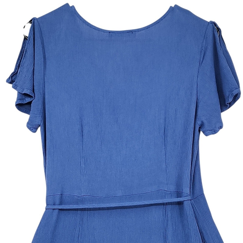 Lulus Maxi Wrap Dress M Blue Flutter Sleeve V-Neck Boho Wedding Guest Beachy - Picture 9 of 10